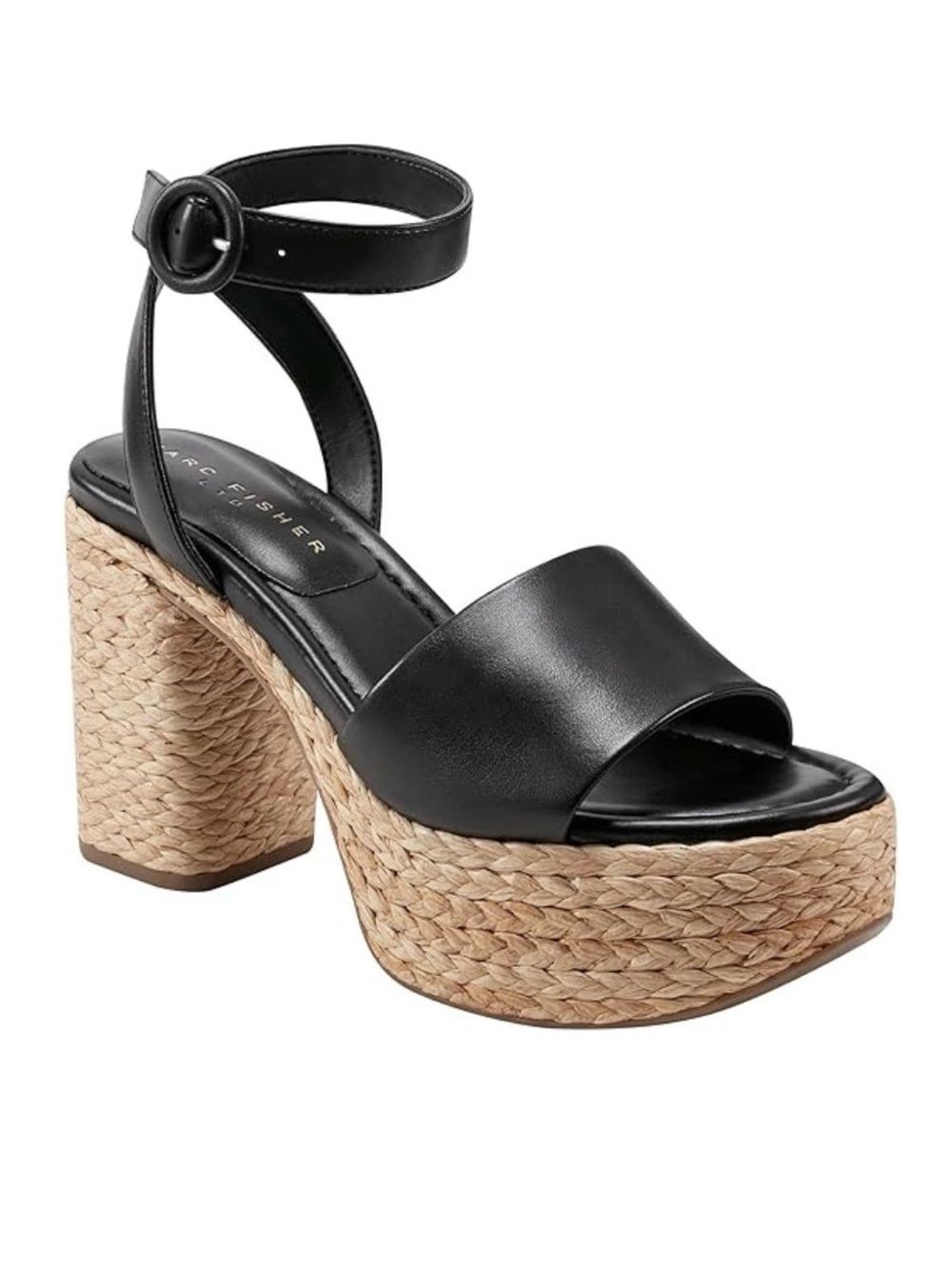 Marc Fisher LTD Palyca Black Espadrille Platform Block Heel Sandals -Sz 9M, NWOB
